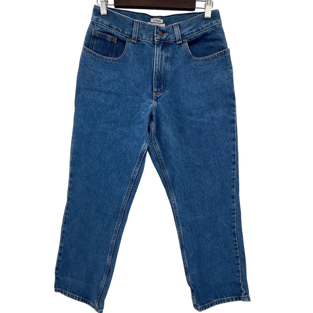 LL Bean Original Fit Jeans Womens 6 Pet Medium Wash Blue Denim Straight Leg‎